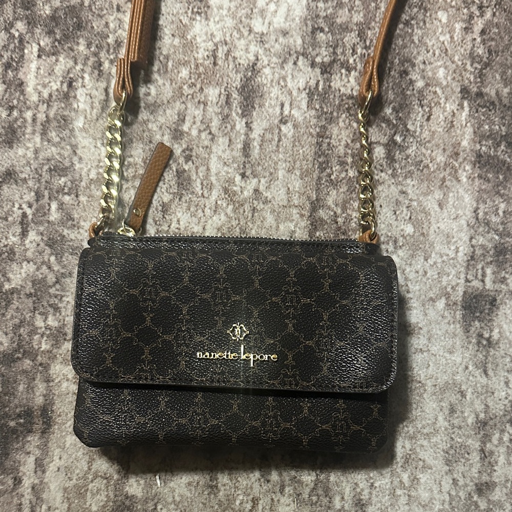 Nanette Lepore Black and Brown Crossbody Bag